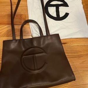 Chocolate Telfar Shopping Tote with dust bag